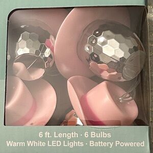 Disco Cowgirl String Lights Pink & Silver 6 ft Battery Powered NEW In Box